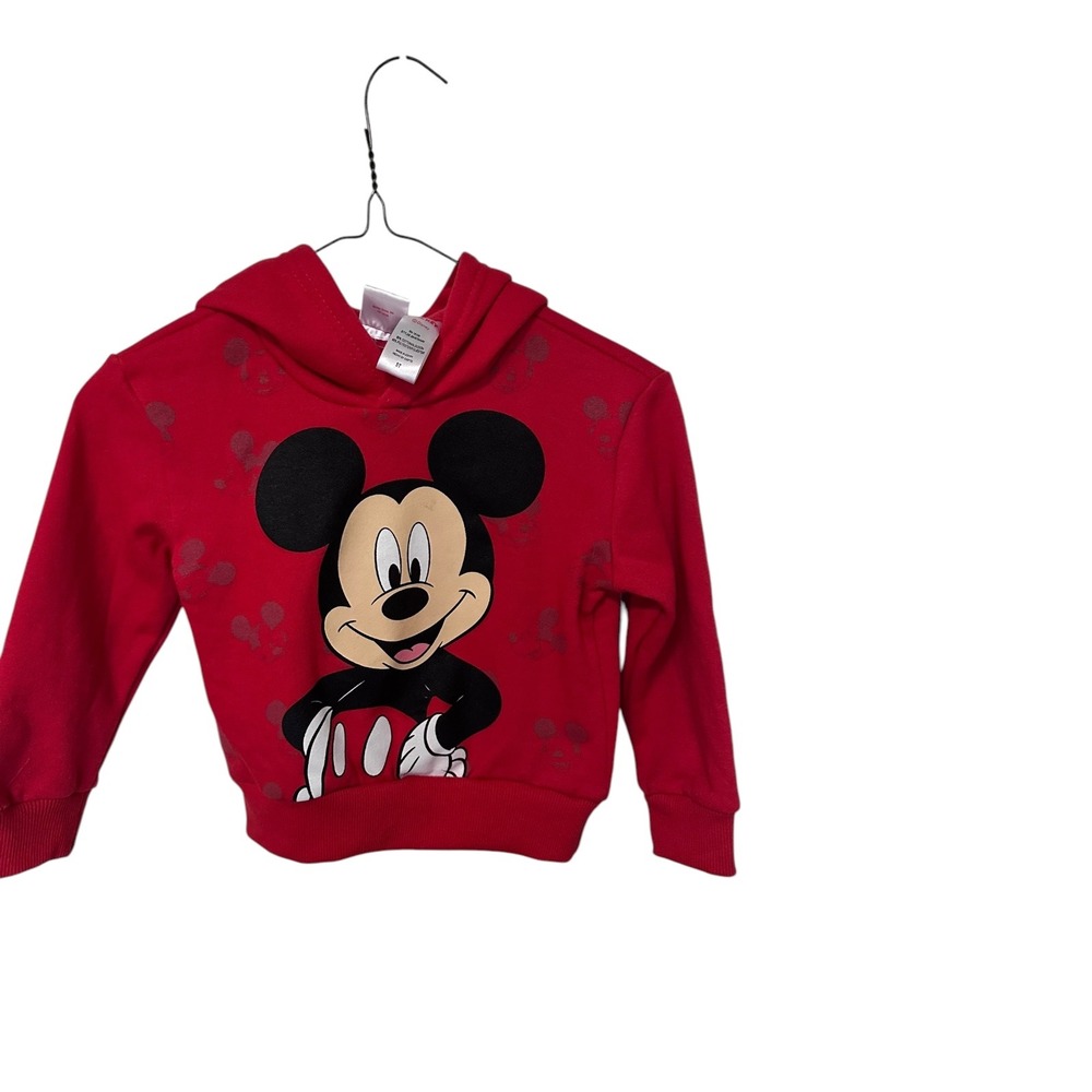 Disney Mickey Mouse Hoodie Pullover Graphic Red Toddler Size 2T